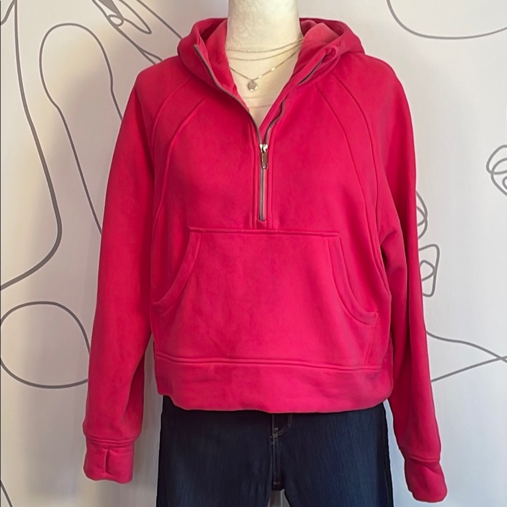 Vibrant Pink Half-Zip Hoodie size M